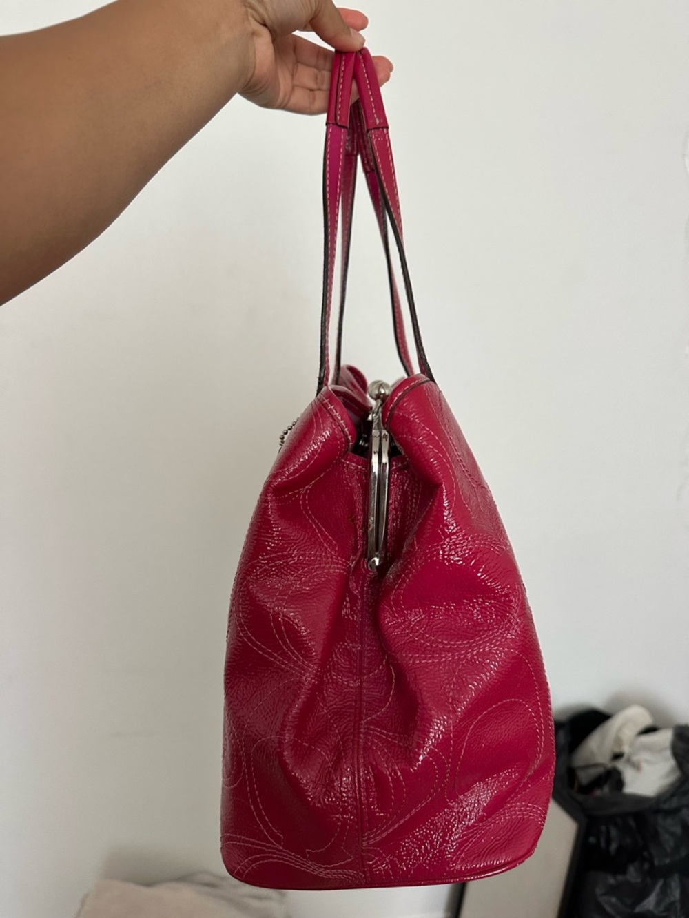 Coach Glossy Patent Pink Shoulder Bag - Picture 2 of 8